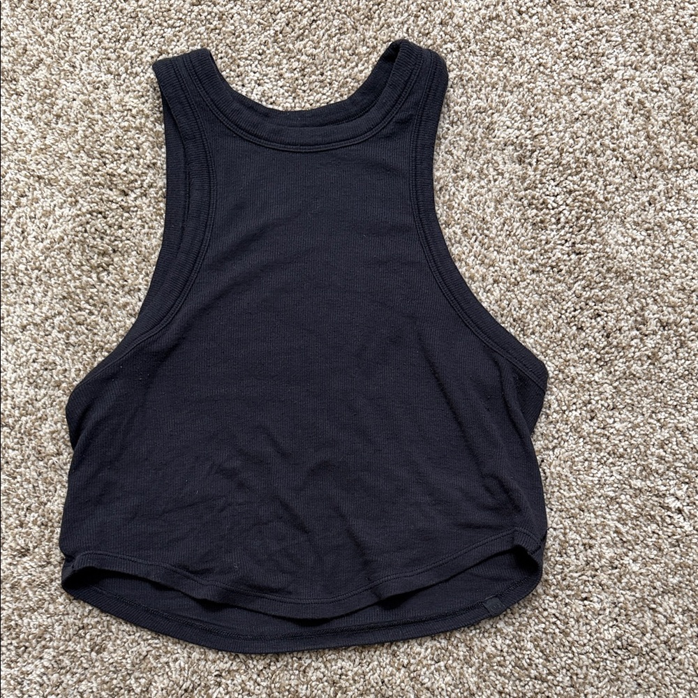 lululemon athletica Black Ribbed Cropped Racerback Tank